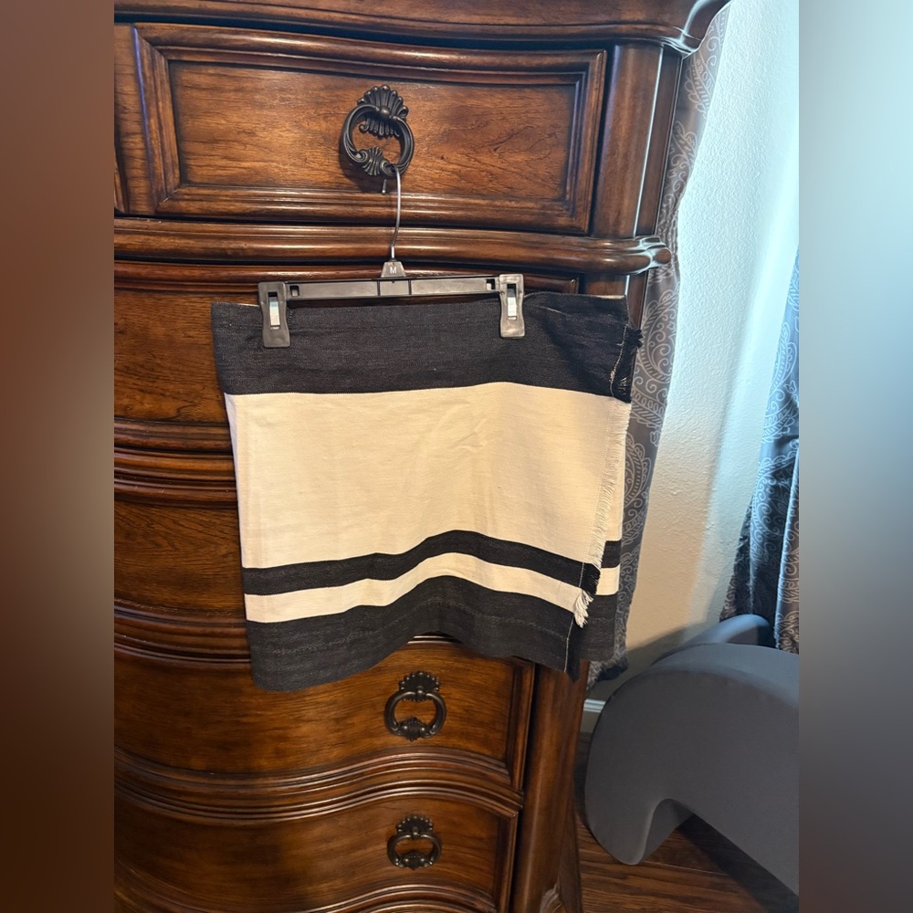 Dylan Black and Cream Striped Fabric Wrap Skirt